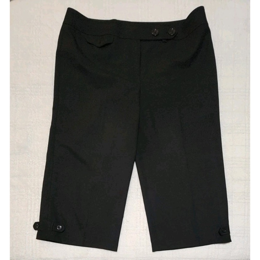 Ann Taylor Womens Sz. 14 Black Capri Dress Pants‎ Preppy Stretch Mid Rise Cuffed